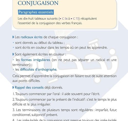 les tableaux de conjugaison