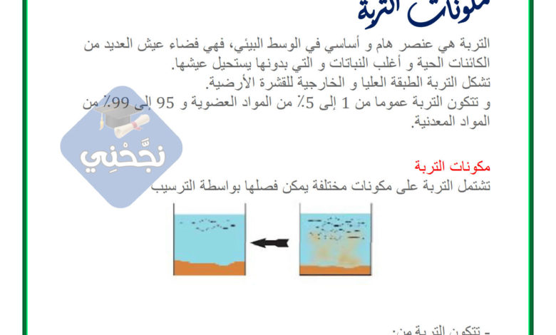 التربة مكوناتها وعلاقتها بالكائنات الحية 7 اساسي