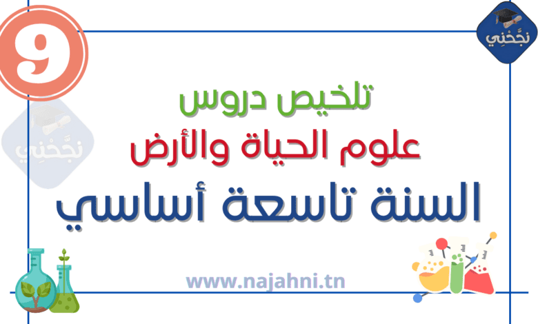 يقدم لكم الموقع التربوي نجحني تلخيص كامل السنة علوم الارض و الحياة تاسعة اساسي. تلخيص الثلاثي الأول ، الثلاثي الثاني والثلاثي الثالث مع تمارين تطبيقية