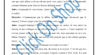 Dialogue entre le détective et Jules Montblanc Nom de Plume 9ème année