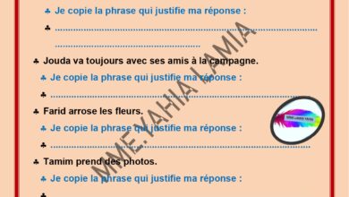 - Evaluation au terme de l'unité 5 + Correction 3eme année