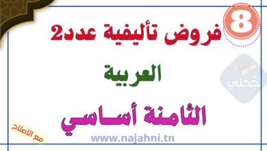 فروض تأليفية عدد2 في العربية ثامنة اساسي